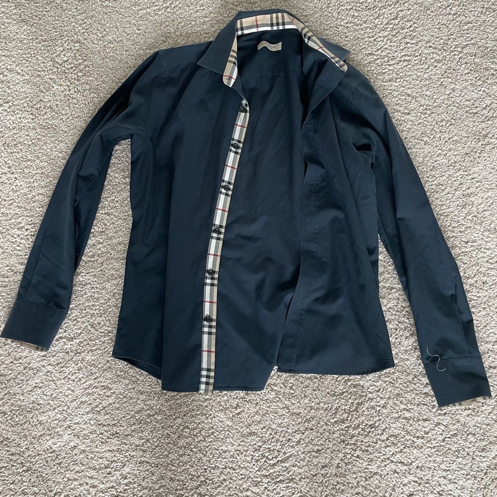 Men’s dark blue navy Burberry dress shirt